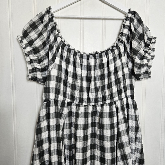 Torrid Off Shoulder Gingham Seersucker Midi Dress 3X Pockets Cottagecore - Picture 11 of 16